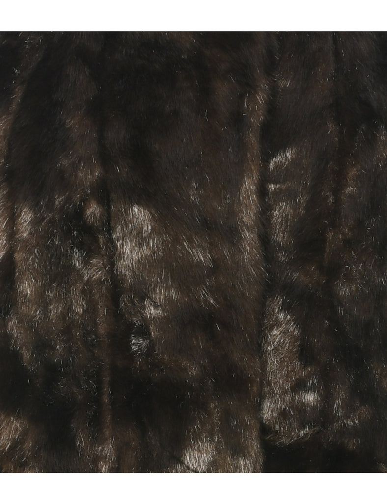 Brown Faux Fur Coat - M