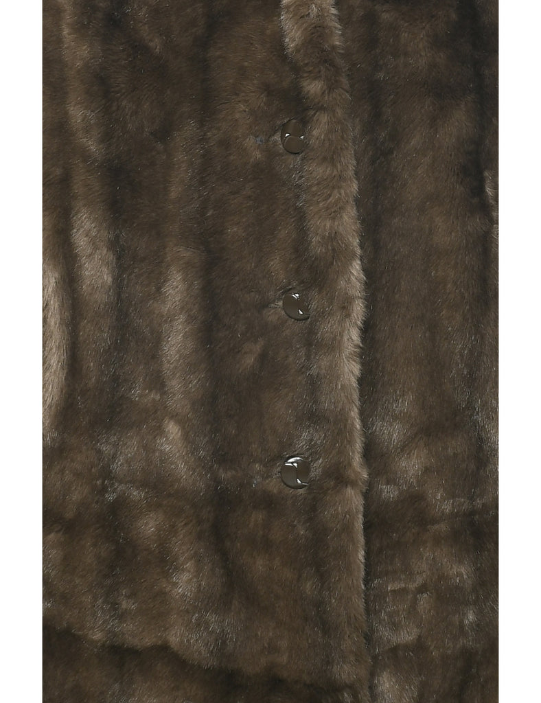 Brown Faux Fur Coat - M