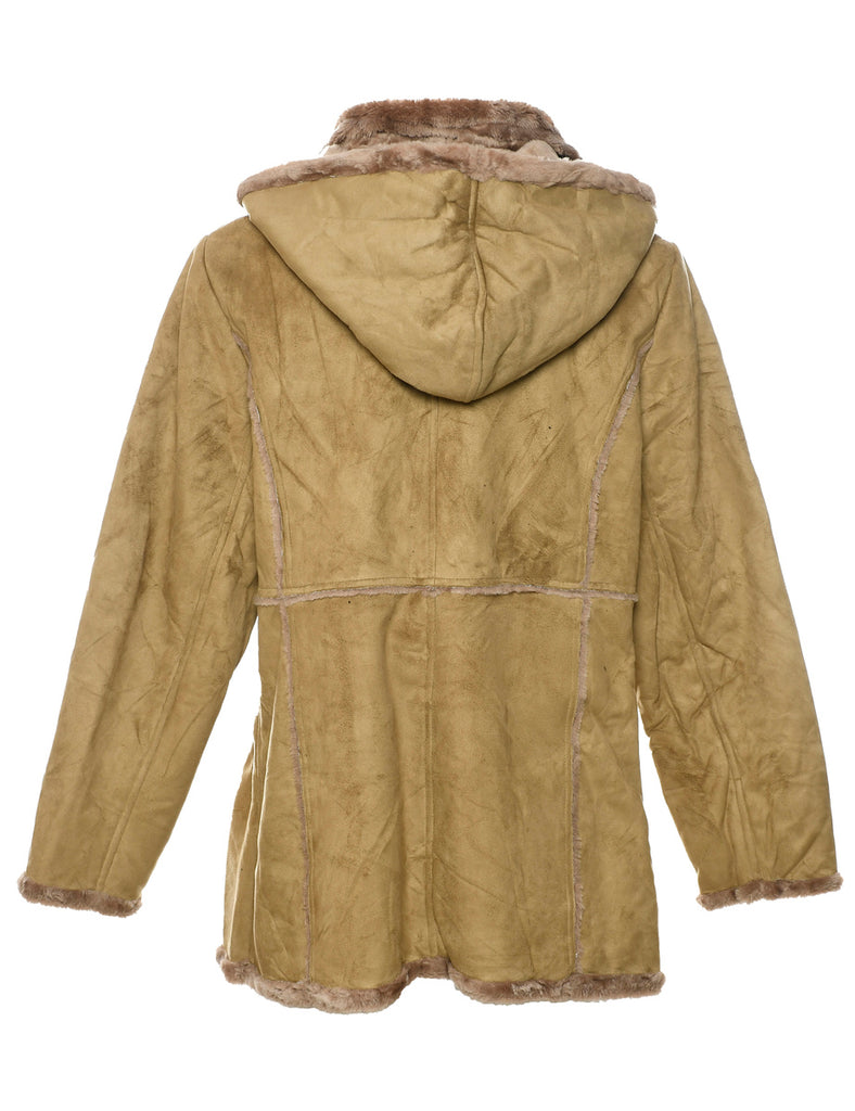 Brown Faux Shearling Jacket - L