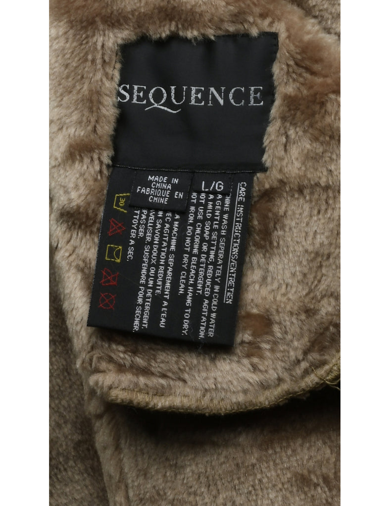 Brown Faux Shearling Jacket - L