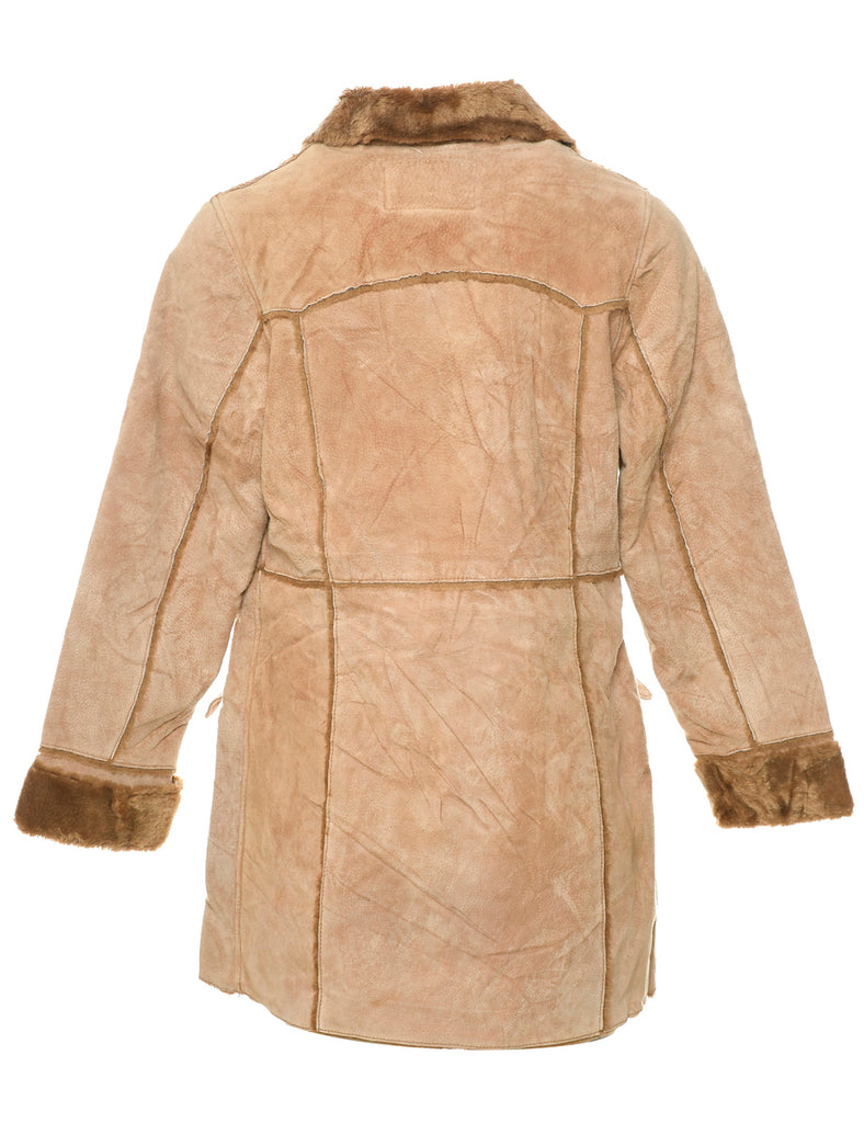 Brown Faux Shearling Suede Jacket - M