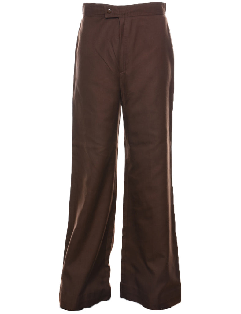 Brown High Waist 1970s Trousers - W28 L30