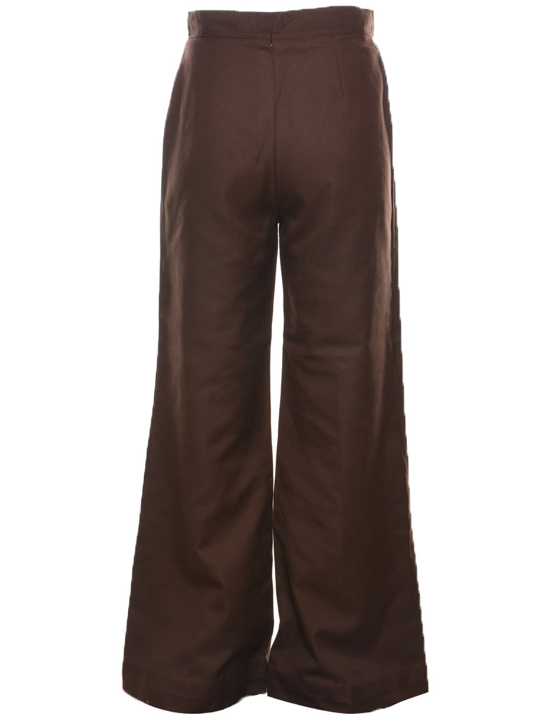 Brown High Waist 1970s Trousers - W28 L30