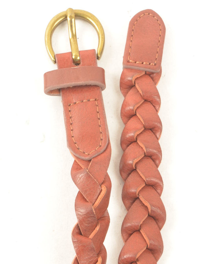 Brown Leather Woven Belt - M