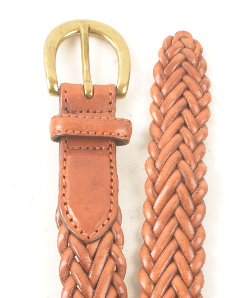 Brown Leather Woven Belt - L