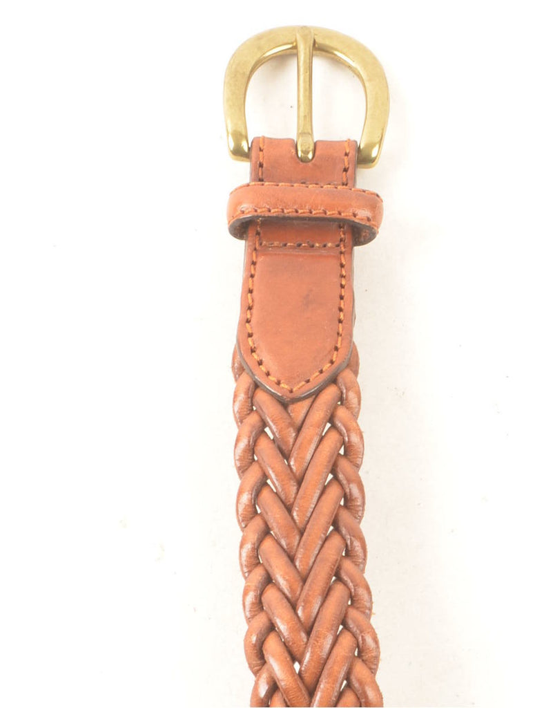 Brown Leather Woven Belt - L