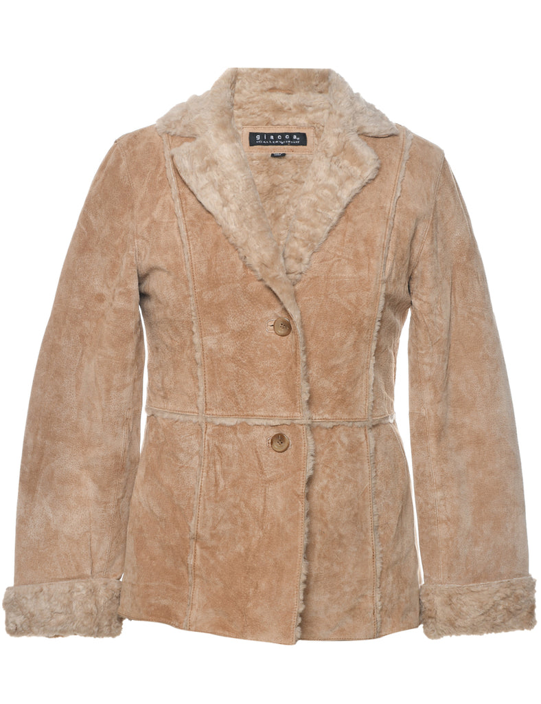 Brown Shearling Suede Jacket - S