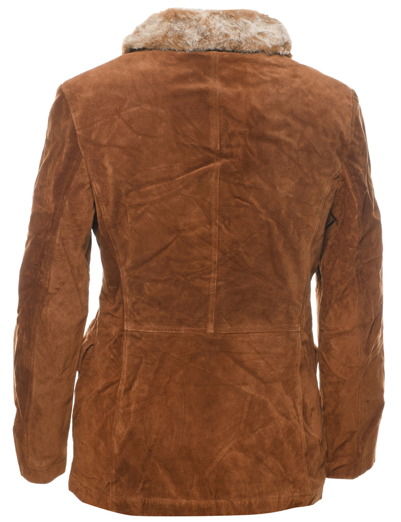 Brown Shearling Suede Jacket - M