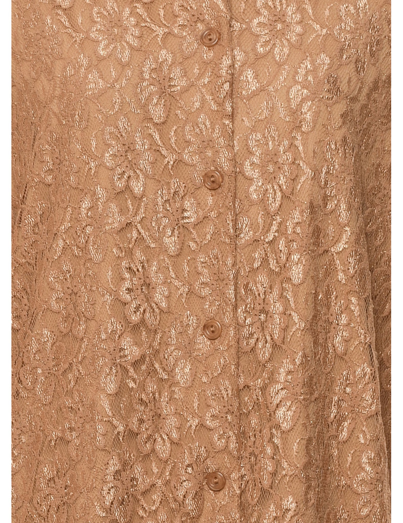 Brown Sheer Lace Shirt - XL