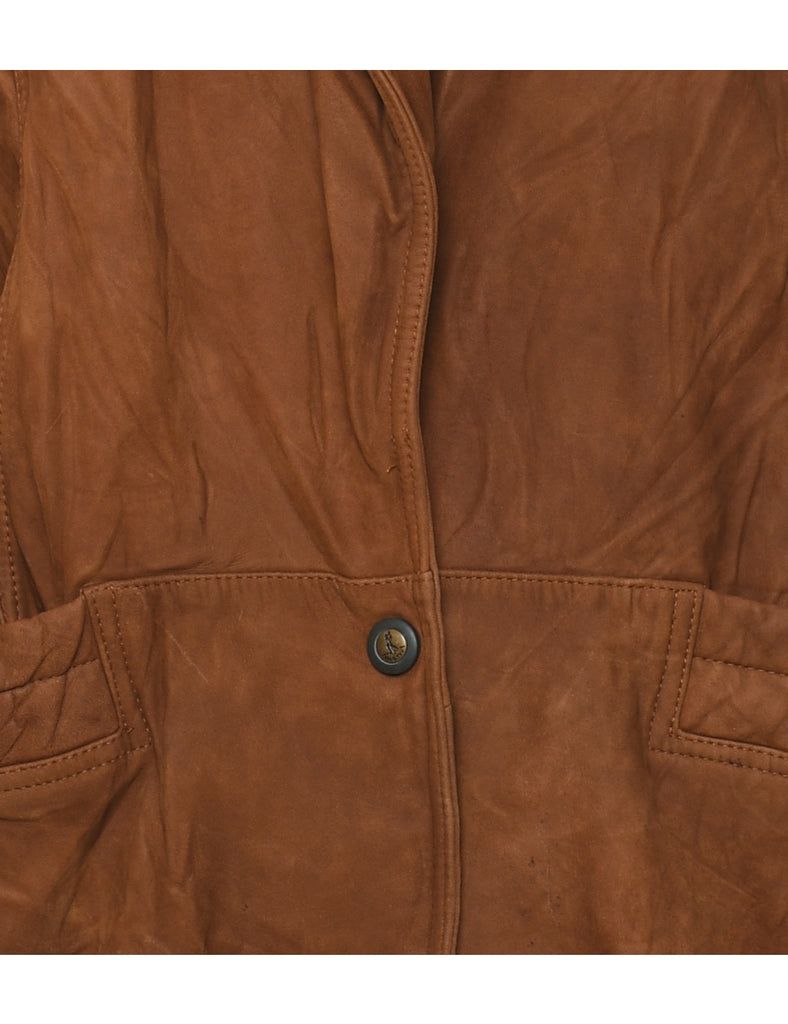 Brown Suede Button-Front Jacket - M
