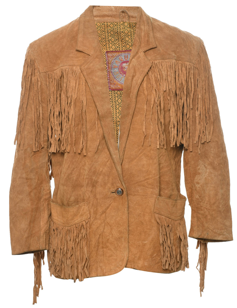 Brown Suede Fringed Jacket - XL