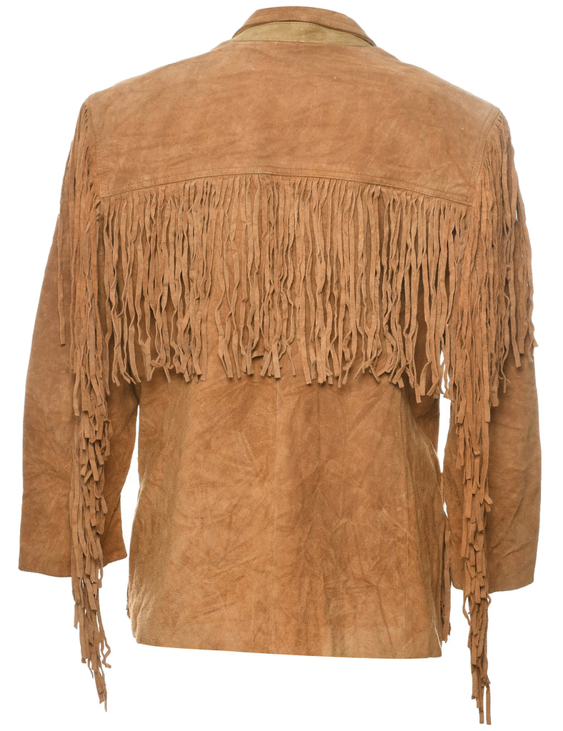 Brown Suede Fringed Jacket - XL