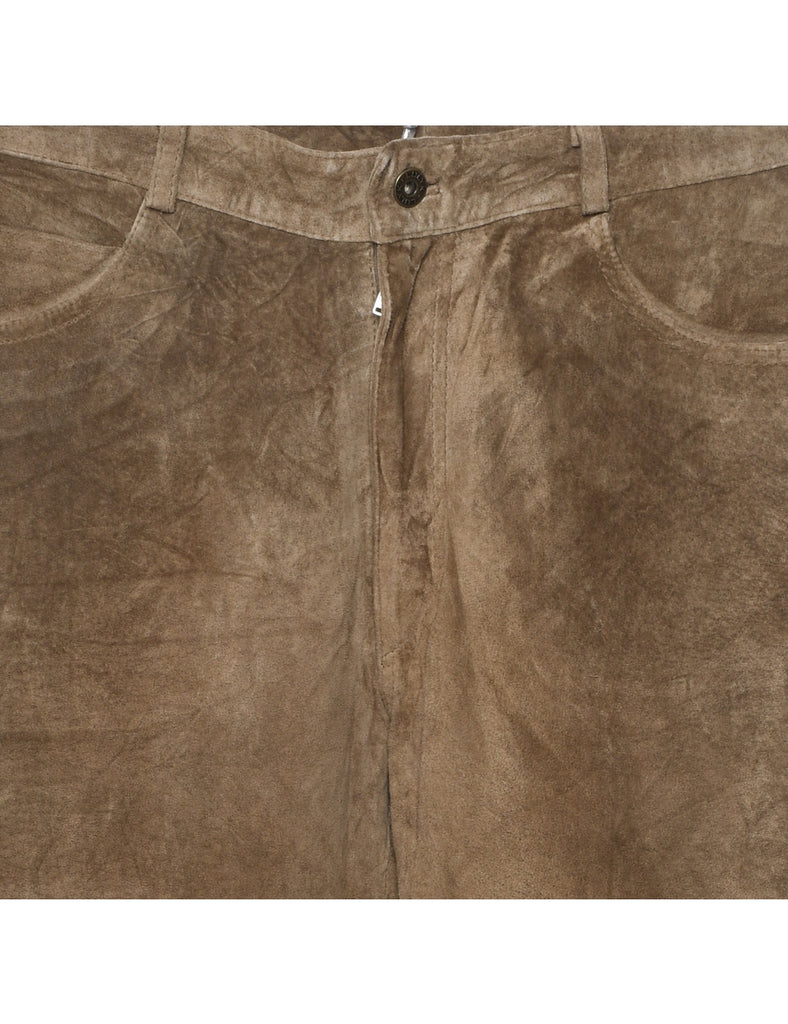 Brown Suede Trousers - W32 L31