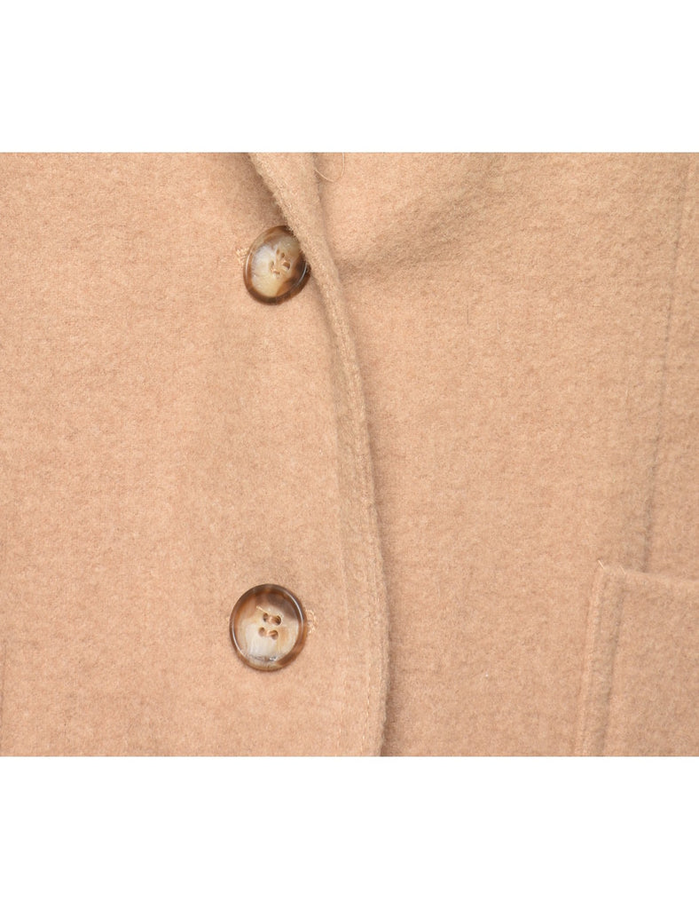 Button Front Beige Blazer - S