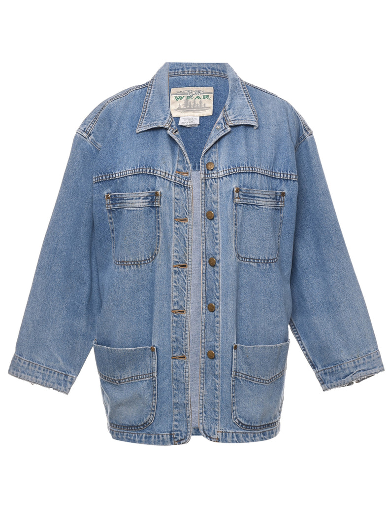 Button Front Denim Jacket - L