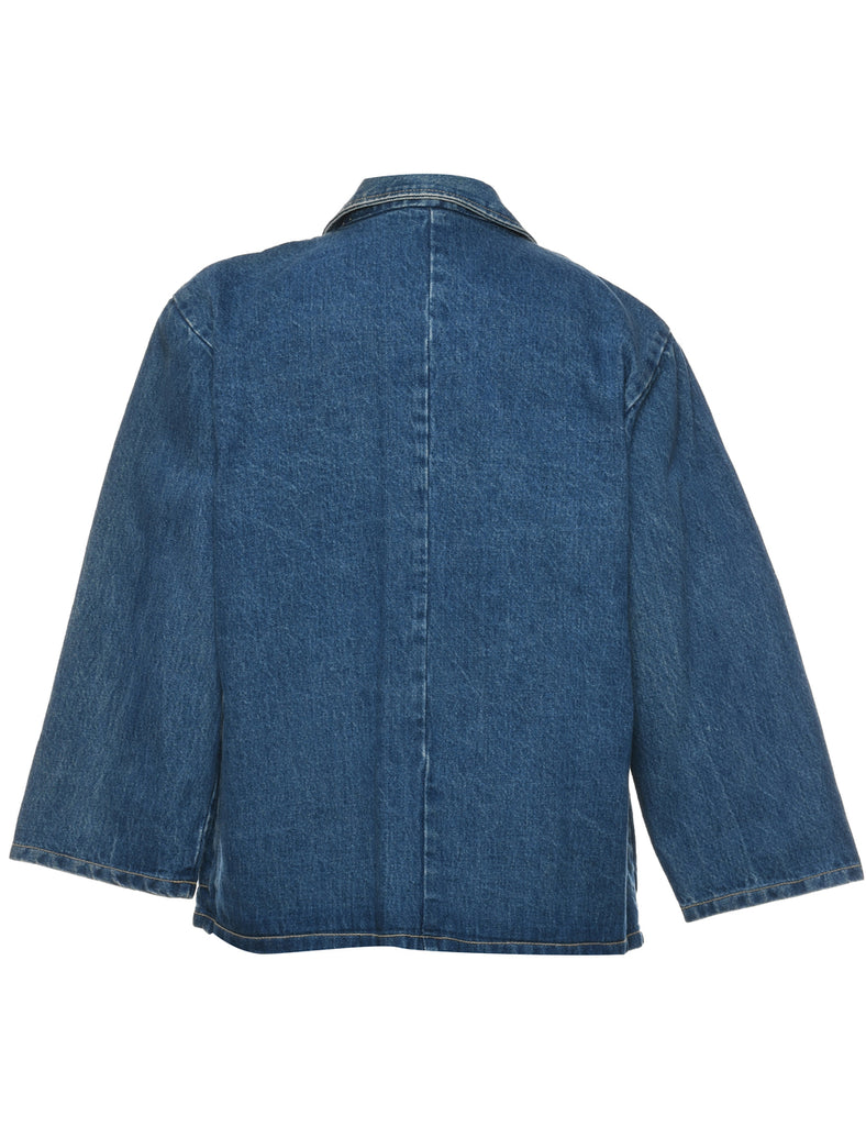 Button Front Denim Jacket - L