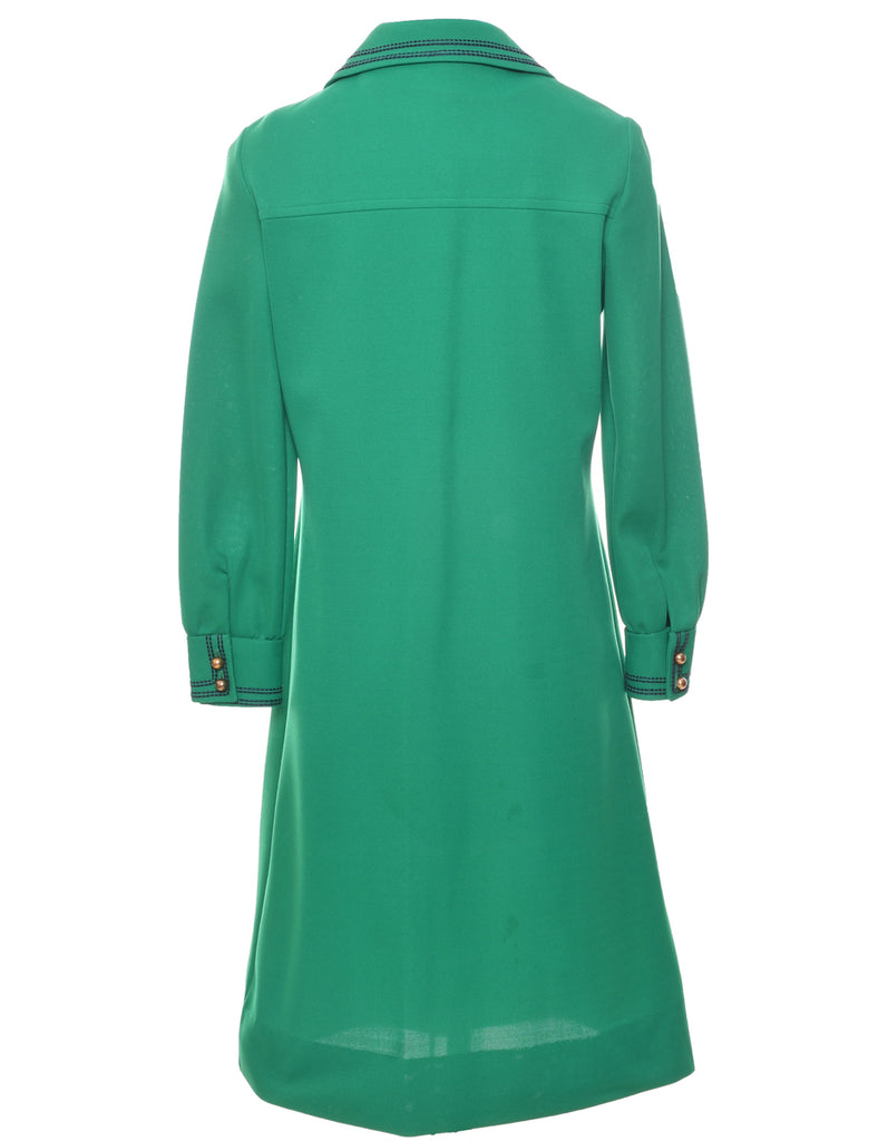 Button Front Green Dress - M