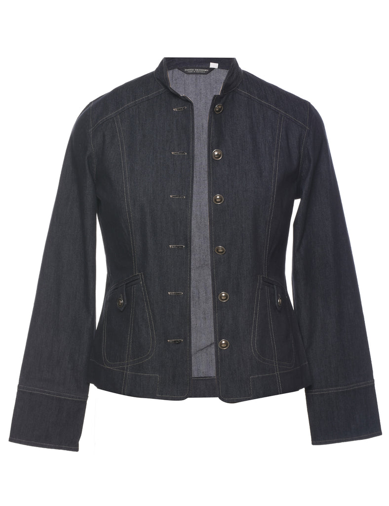 Button Front Indigo Denim Jacket - M