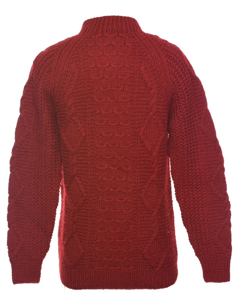 Cable Knit Red Jumper - M