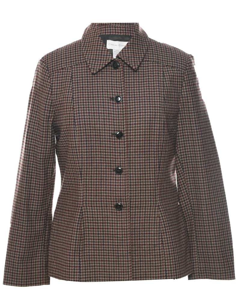 Casual Corner Houndstooth Wool Jacket - M