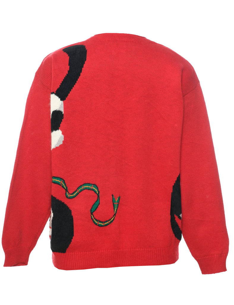 Cat Printed Christmas Cardigan - L