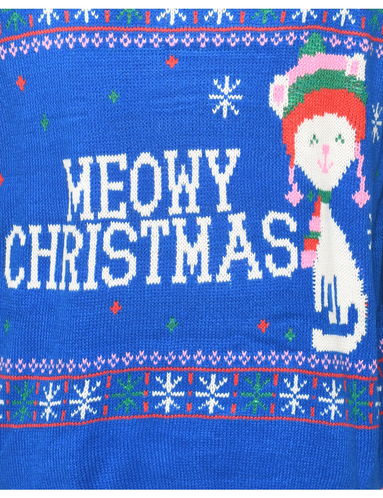 Cat Printed Christmas Jumper - XXL