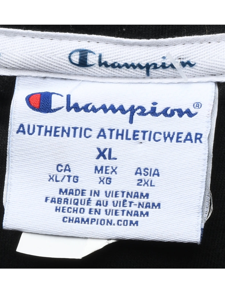 Champion Black & White Printed Sleeveless Hoodie - XL