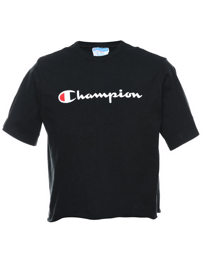 Champion Cropped Black Printed T-shirt - L