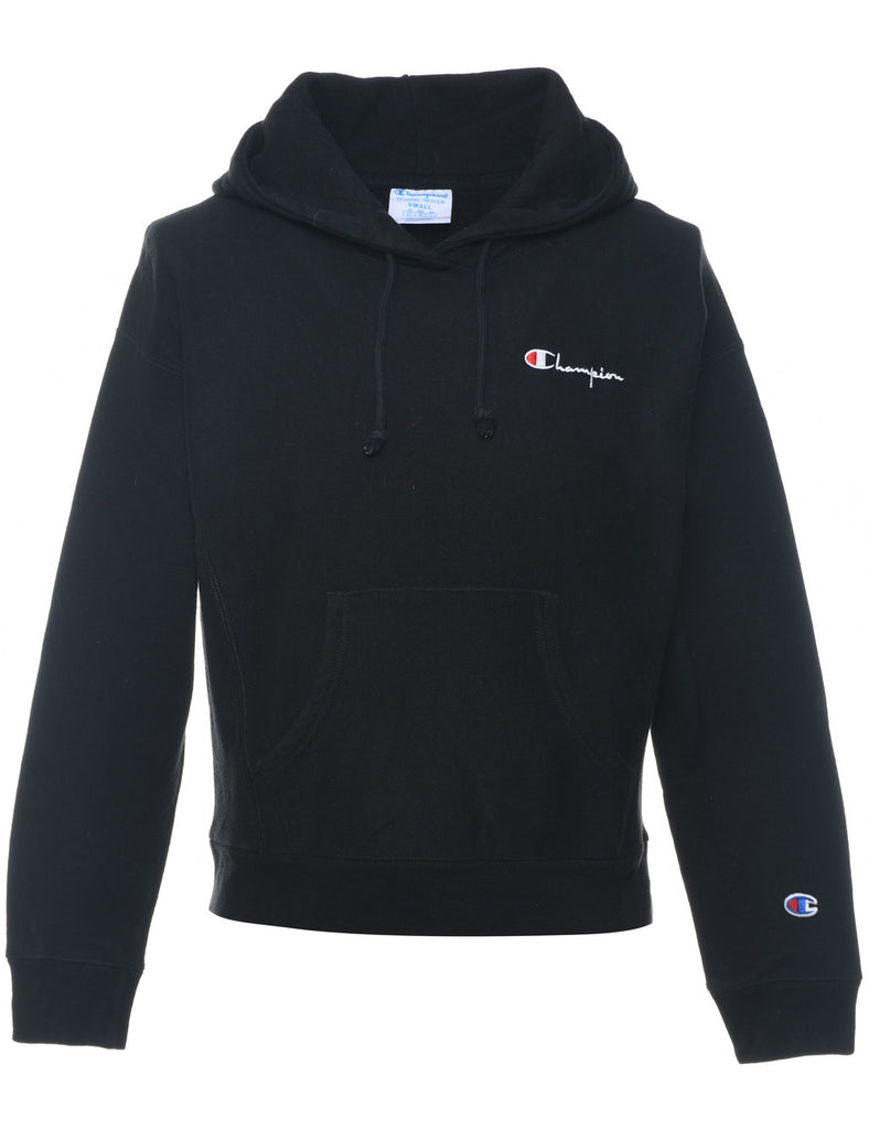 Champion Hooded Black Reverse Weave Sweatshirt - S