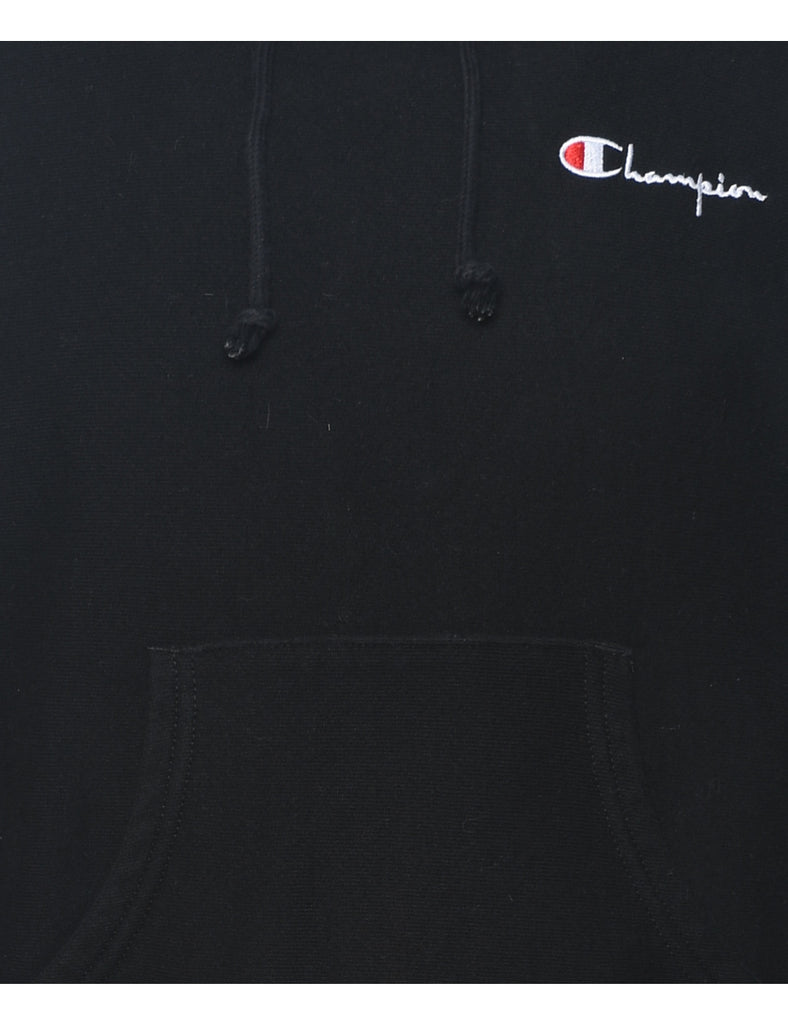 Champion Hooded Black Reverse Weave Sweatshirt - S