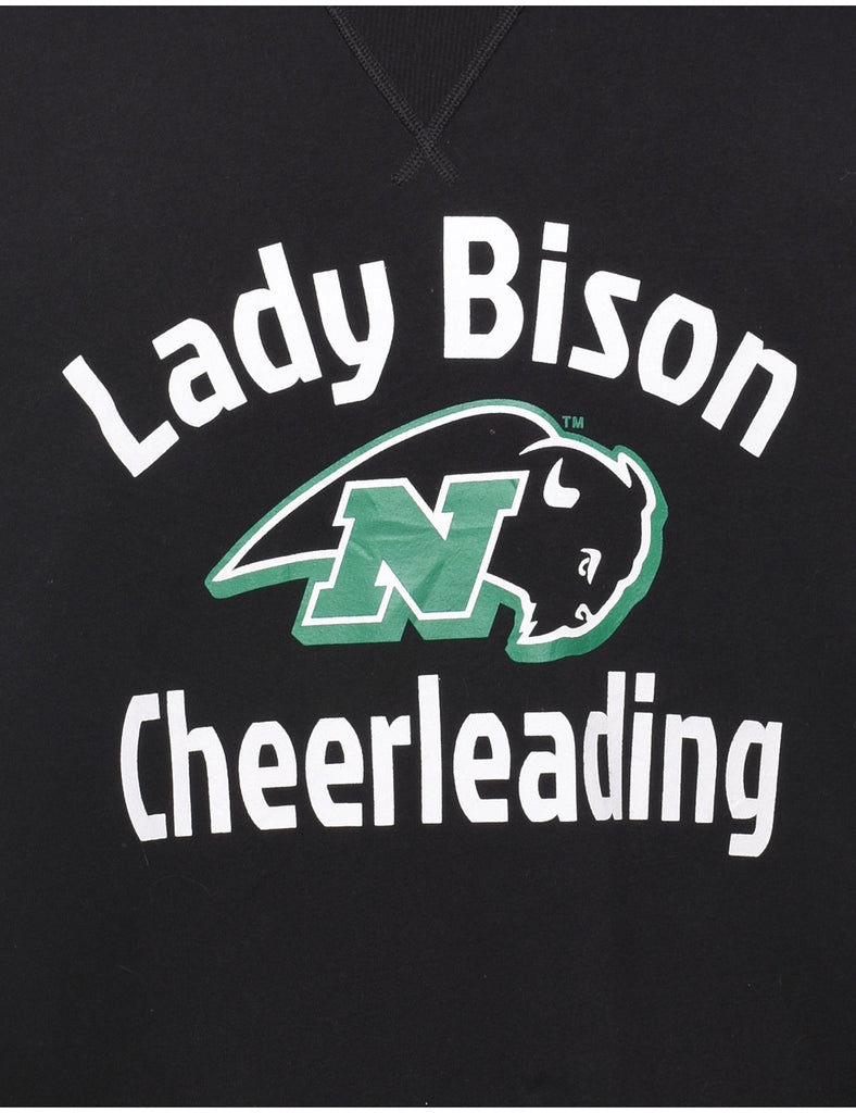 Champion Lady Bison Cheerleading Black & Green Printed Sweatshirt - L