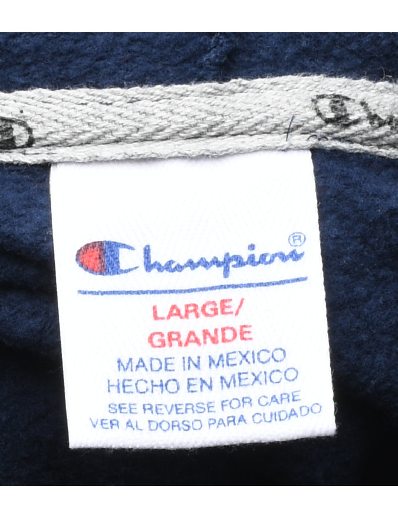 Champion Navy & White Embroidered Hooded Sweatshirt - L