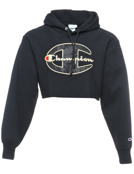 Women s Champion Champion Reverse Weave Cropped Hoodie Black S Beyond Retro