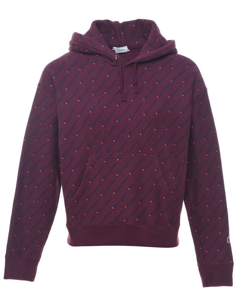 Champion Reverse Weave Plum Patterned Hoodie - M