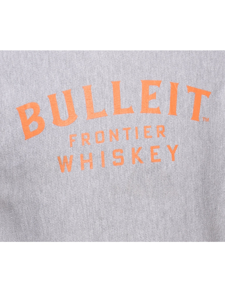 Champion Reverse Weave Printed Light Grey & Orange Sweatshirt - S