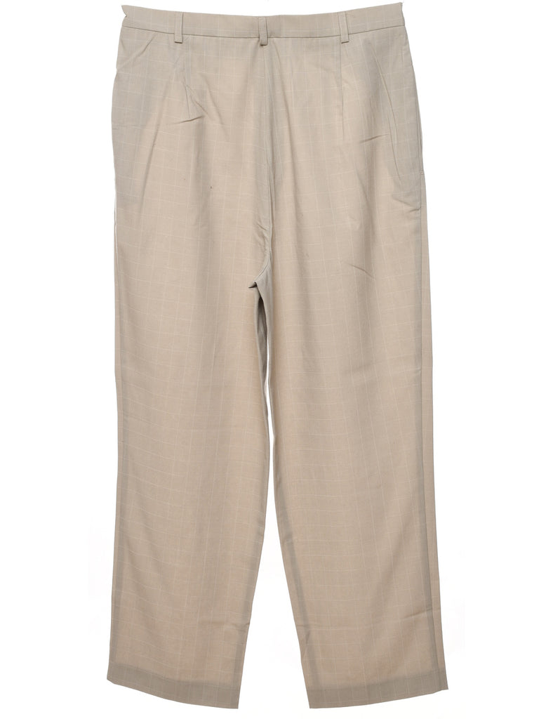 Checked Beige & White Casual Trousers - W31 L28