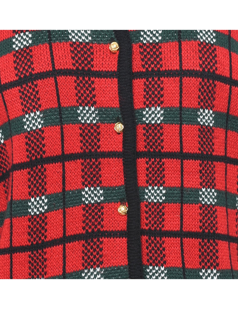 Checked Cardigan - M