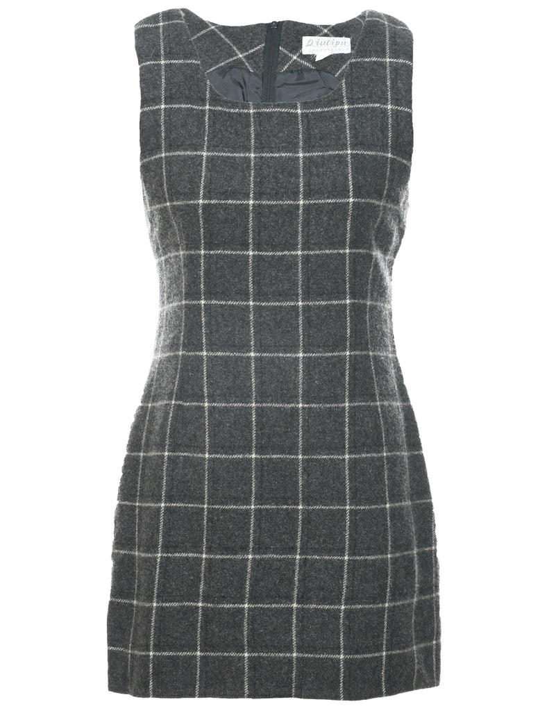 Checked Dark Grey Dress - XS