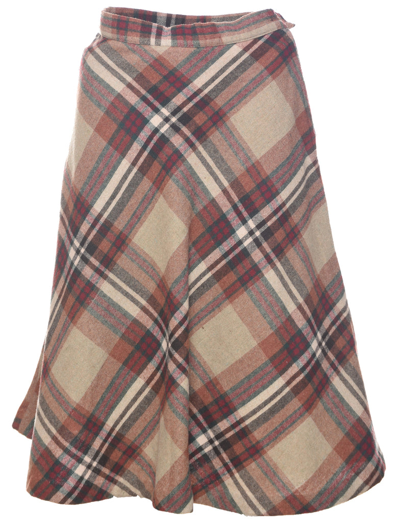 Checked Flared Skirt - S