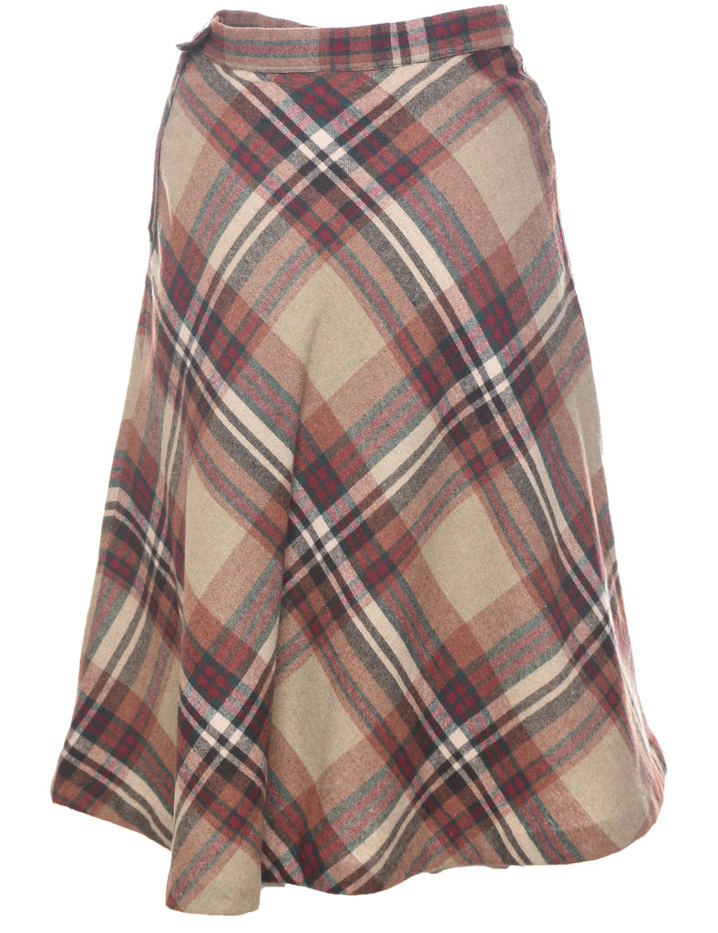 Checked Flared Skirt - S