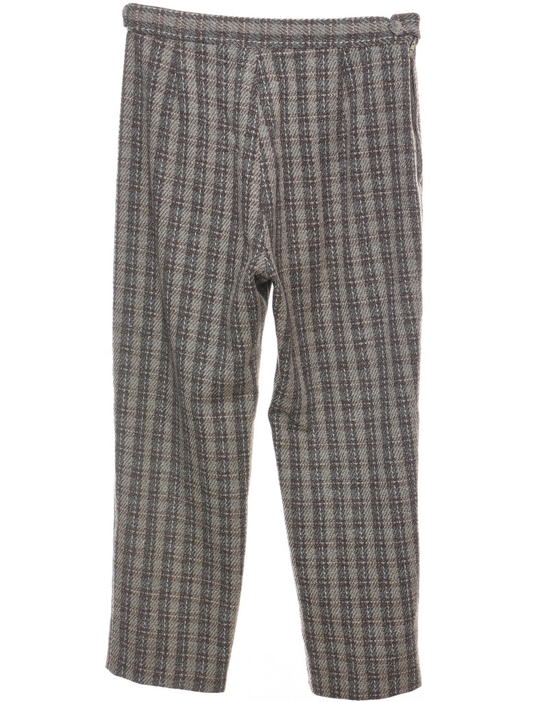 Checked Grey & White 1990s Vintage Trousers - W30 L25