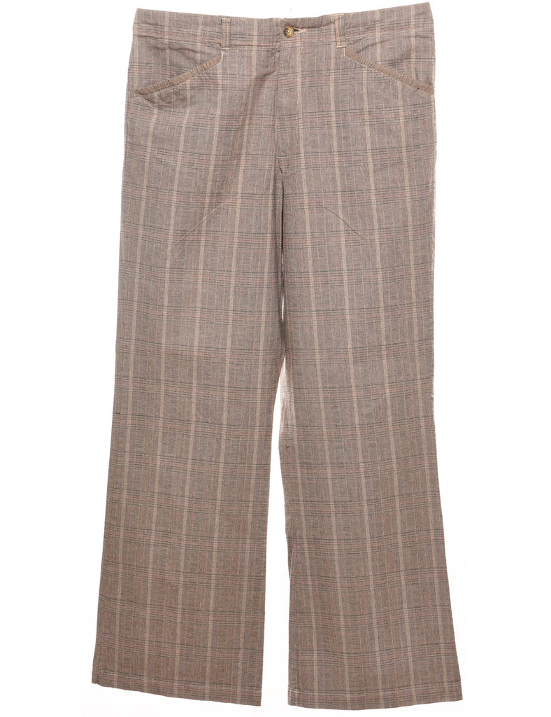 Checked Light Brown Trousers - W34 L30