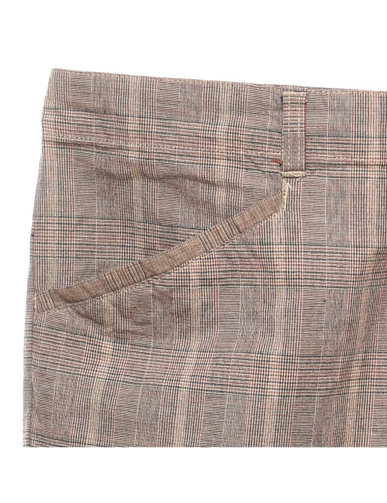 Checked Light Brown Trousers - W34 L30