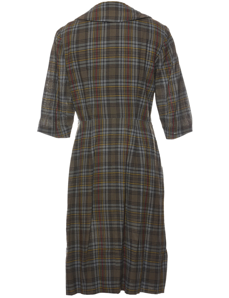 Checked Multi-Colour Coat Dress - L