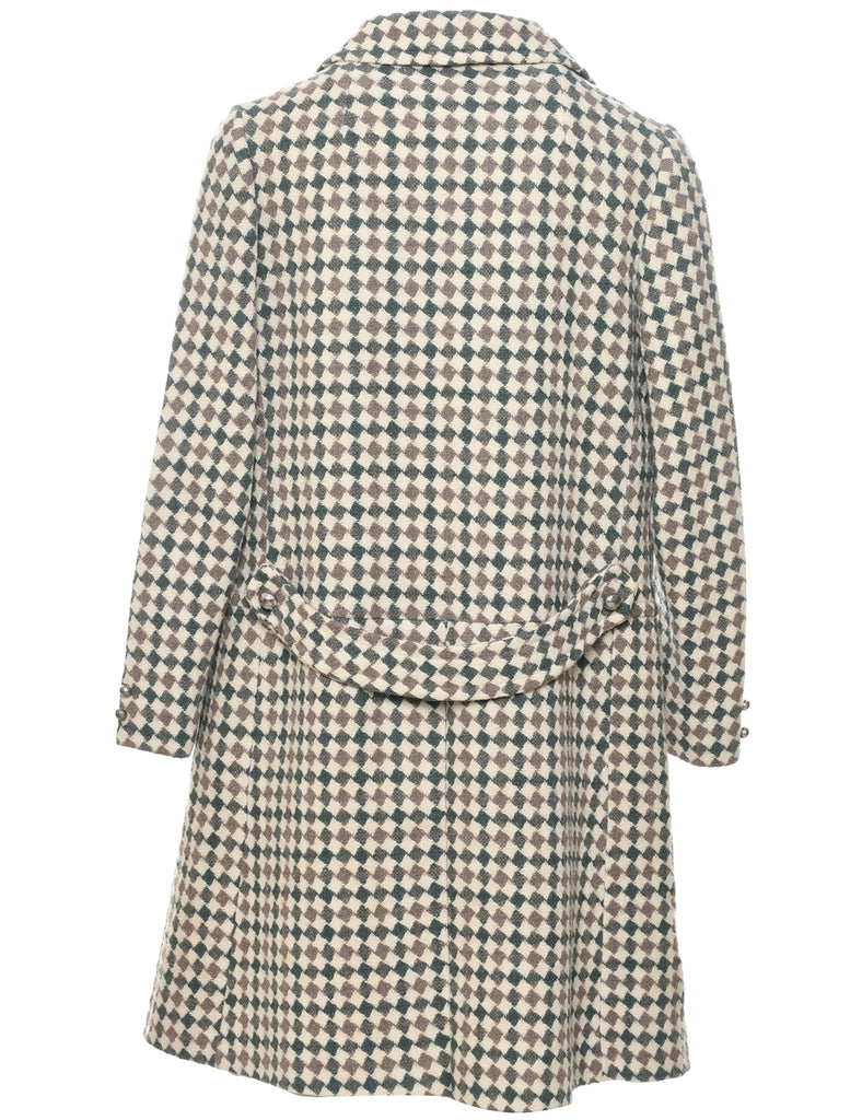 Checked Pattern Wool Coat - M