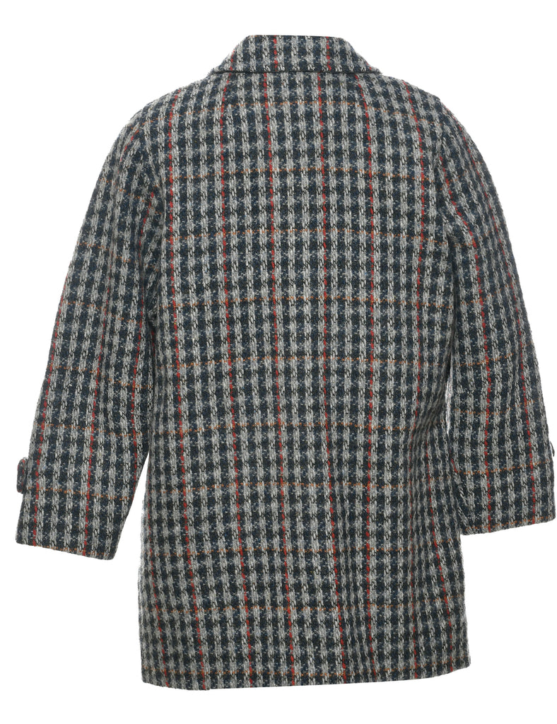 Checked Pattern Wool Coat - M