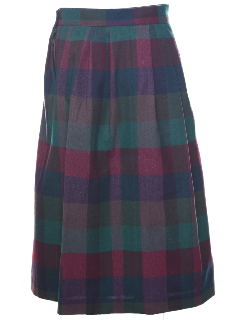 Checked Pleated Skirt - M