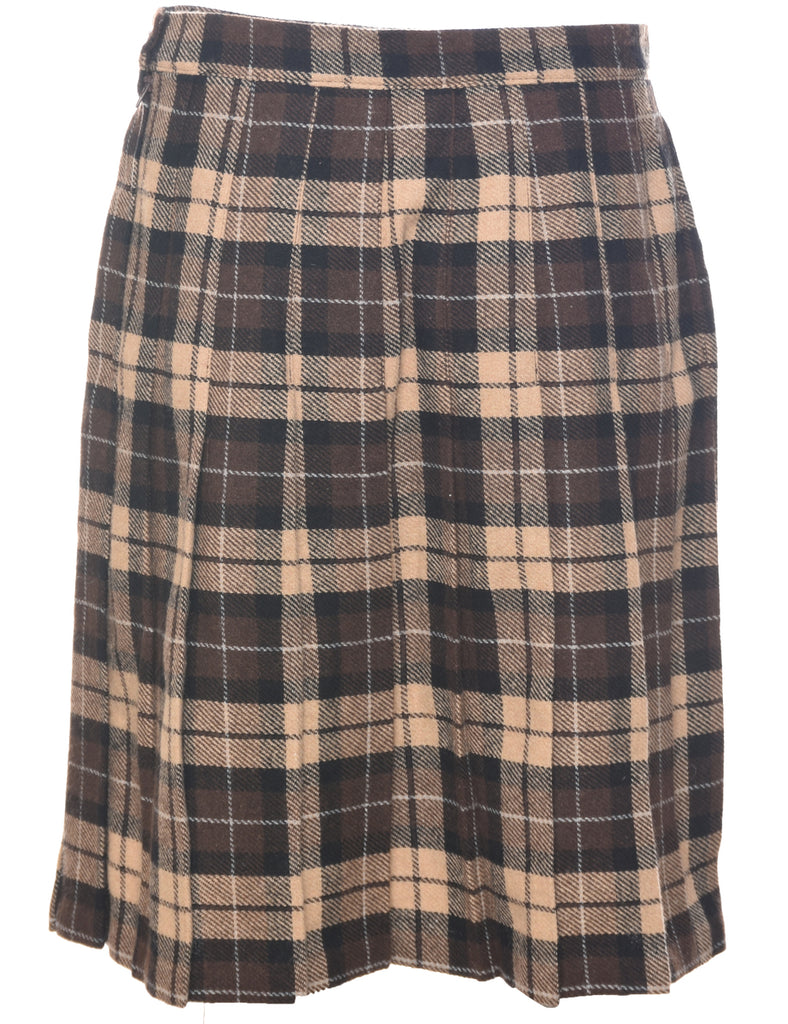 Checked Pleated Skirt - M