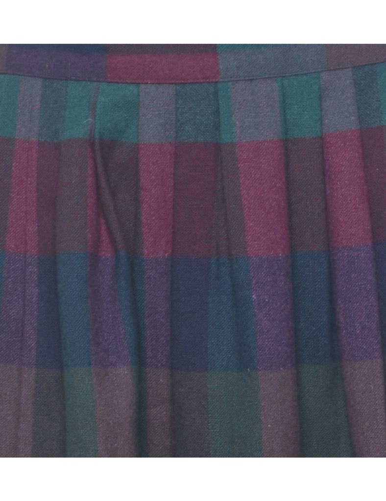 Checked Pleated Skirt - M