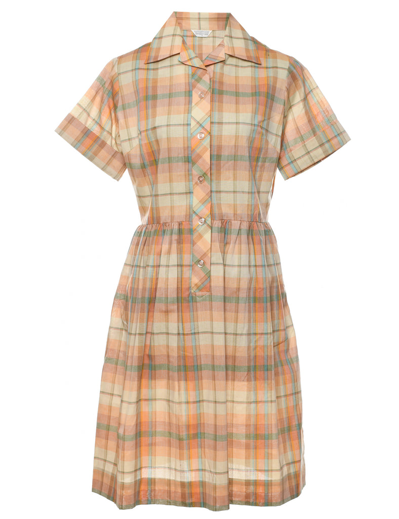 Checked Shirt Dress - L